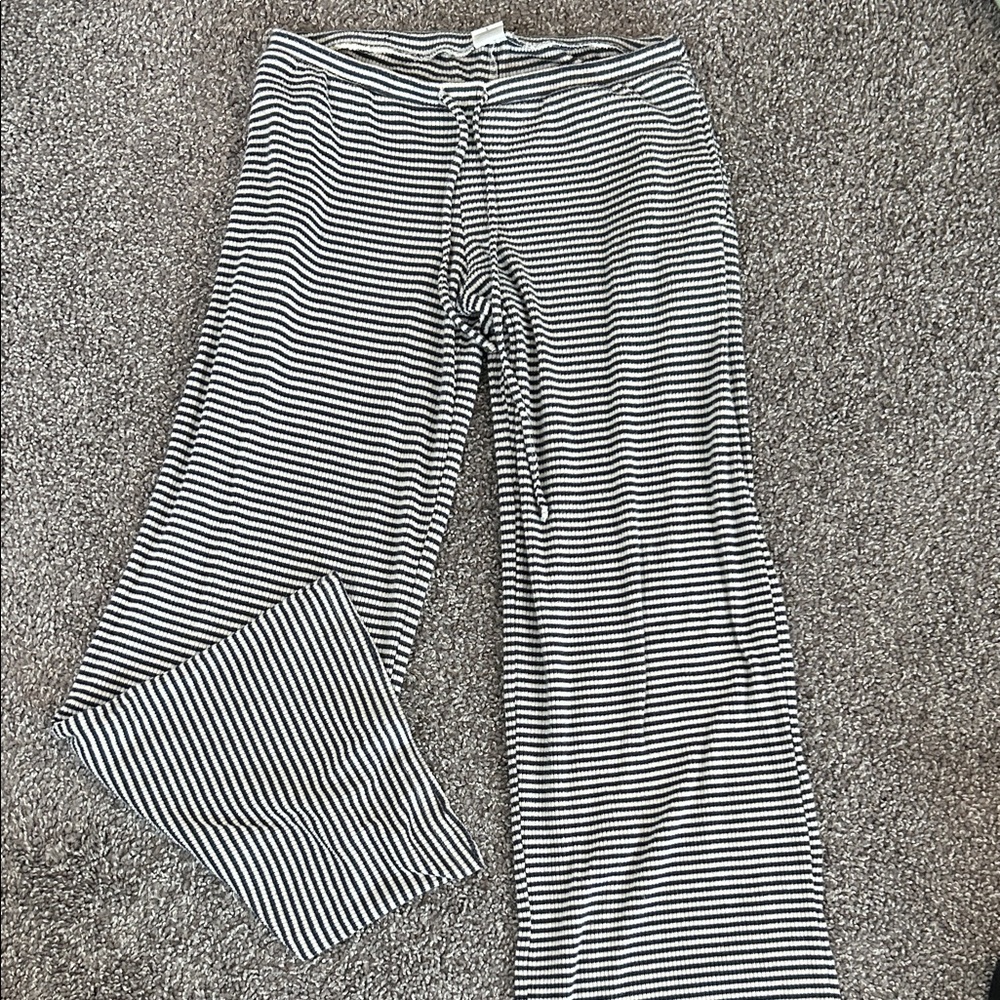 Hollister navy and white striped wide leg pants